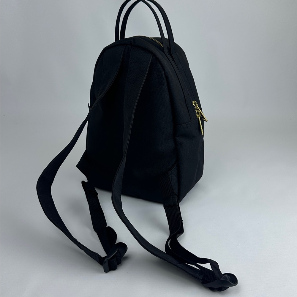 Herschel Supply Co. Black Backpack, Gold Zippers. NWOT. Red Stripe Interior. -C- - Picture 5 of 13